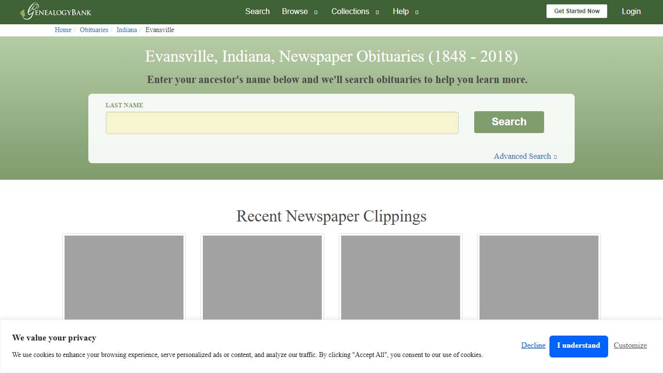 Evansville, Indiana Obituary Archive Search GenealogyBank