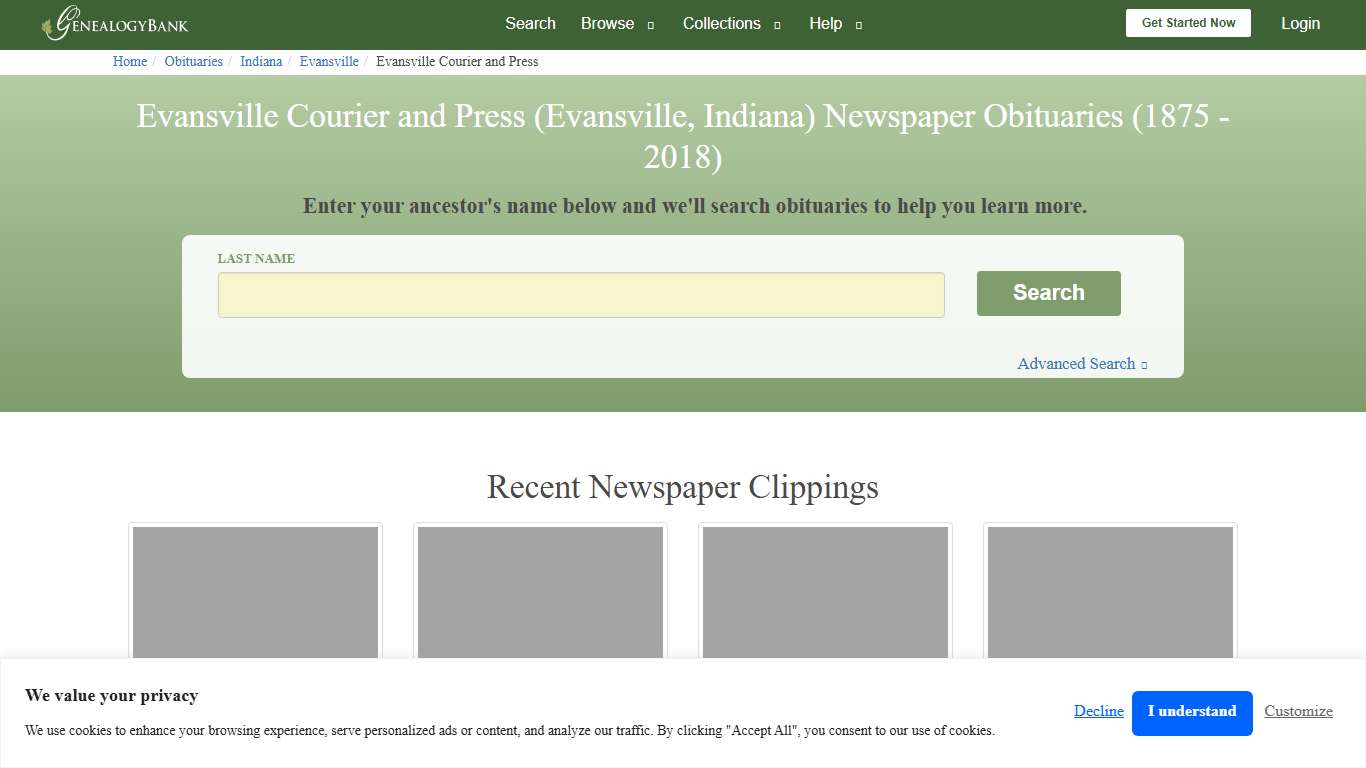 Evansville Courier and Press Obituary Archives Search in Evansville, Indiana GenealogyBank