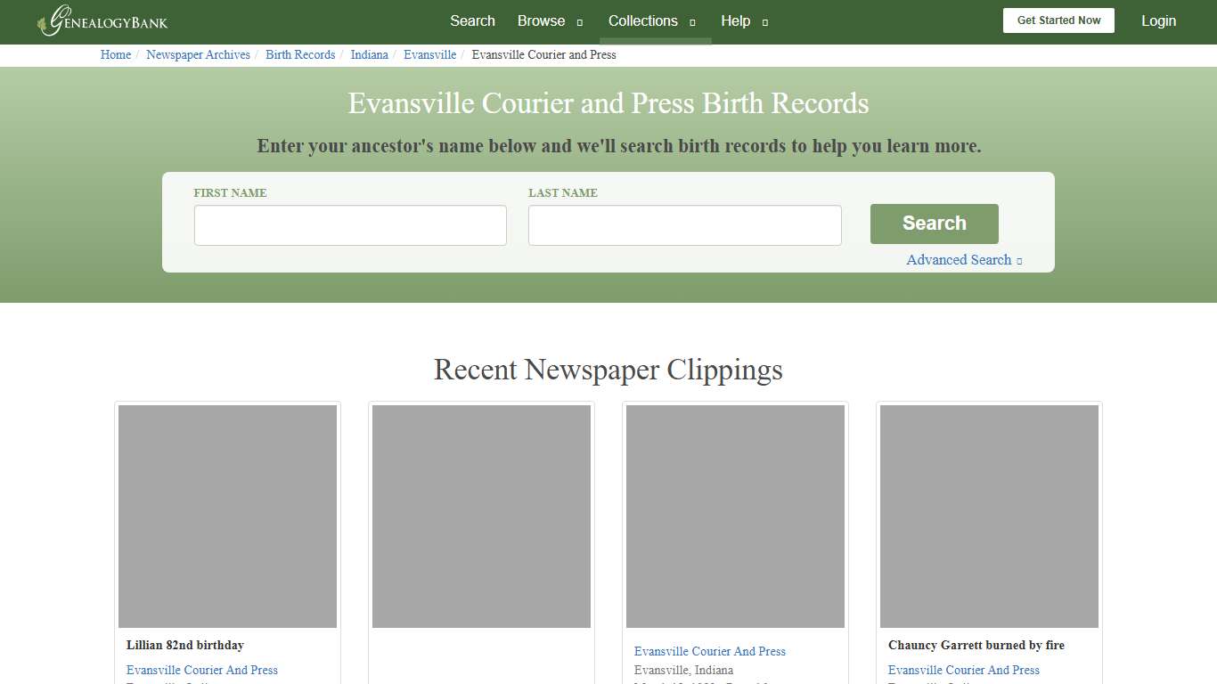 Evansville Courier and Press Birth Certificates GenealogyBank